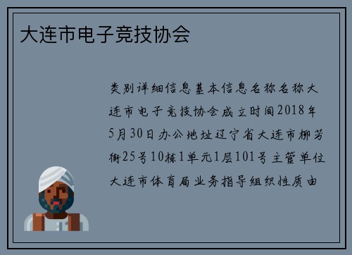 大连市电子竞技协会
